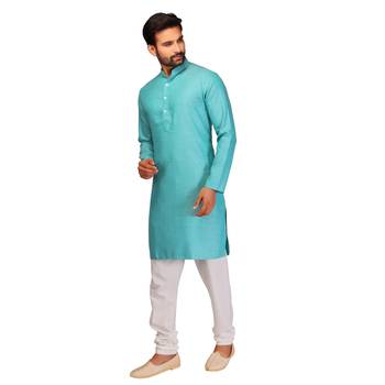 Green brasso brocade kurta-pajama 4