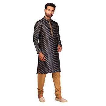 Black brasso brocade kurta-pajama 3