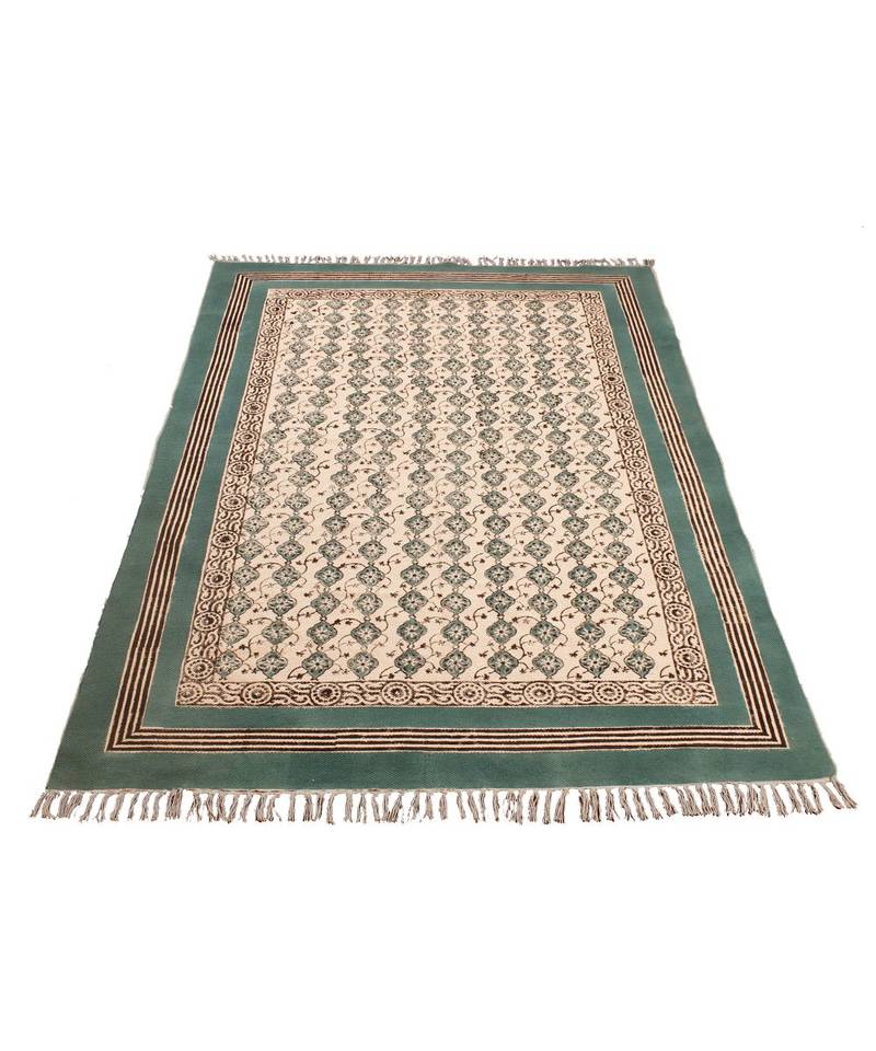 7x7FeetSquare Indian Hand Block Printed Cotton   Area Rugs  Stair Art Decor Carpet  Bohomian 