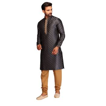 Black brasso brocade kurta-pajama 4