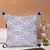 Tribal White & Blue Color Cotton Jacquard Geometric Cushion Cover with Pom Poms (16x16 inch)