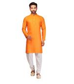 Orange brasso brocade kurta-pajama