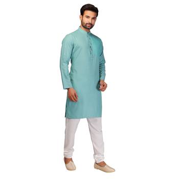 green brasso cotton kurta-pajama 3