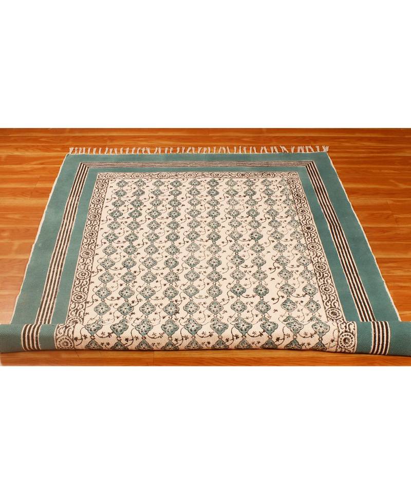 11x11FeetSquare Indian Hand Block Printed Cotton   Area Rugs  Stair Art Decor Carpet  Bohomian 