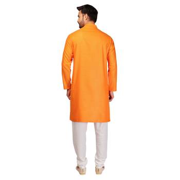 Orange brasso brocade kurta-pajama 2