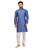 Blue brasso brocade kurta-pajama