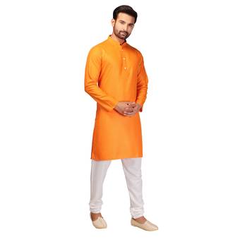 Orange brasso brocade kurta-pajama 3