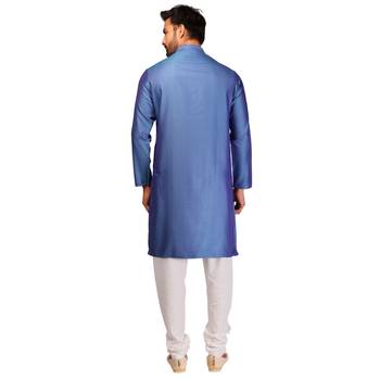 Blue brasso brocade kurta-pajama 2