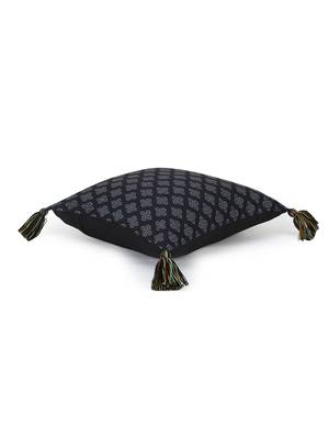 Chintz Black & Multi Color Polycotton Ethnic Motifs Digital Printed Cushion Cover with Tassels (16x16 inch) 4