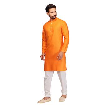 Orange brasso brocade kurta-pajama 4