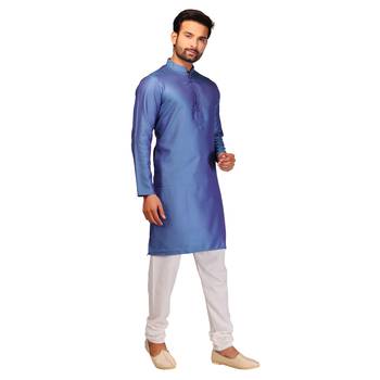 Blue brasso brocade kurta-pajama 3