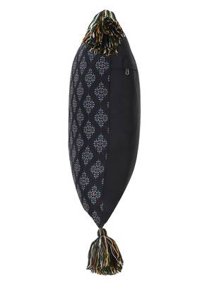 Chintz Black & Multi Color Polycotton Ethnic Motifs Digital Printed Cushion Cover with Tassels (16x16 inch) 5
