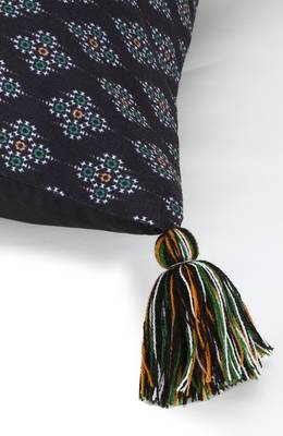 Chintz Black & Multi Color Polycotton Ethnic Motifs Digital Printed Cushion Cover with Tassels (16x16 inch) 6