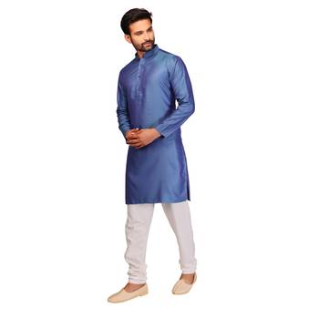 Blue brasso brocade kurta-pajama 4