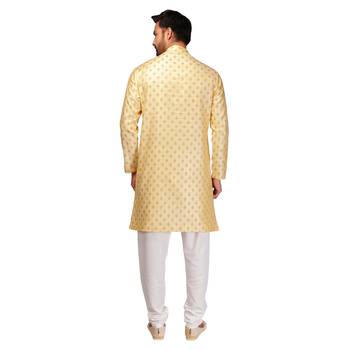 Yellow brasso brocade kurta-pajama 2
