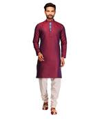 Maroon brasso silk kurta-pajama