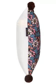 Chintz Grey & Multi Color Polycotton Floral Digital Printed Cushion Cover with Pom Poms (16x16 inch)
