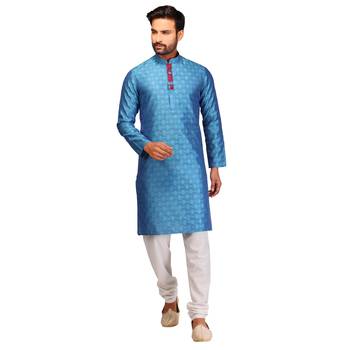 Blue brasso silk kurta-pajama 1