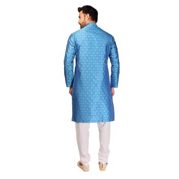 Blue brasso silk kurta-pajama 2
