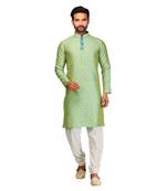 Green brasso silk kurta-pajama