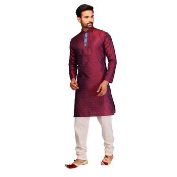 Maroon brasso silk kurta-pajama 4