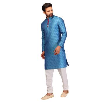 Blue brasso silk kurta-pajama 4