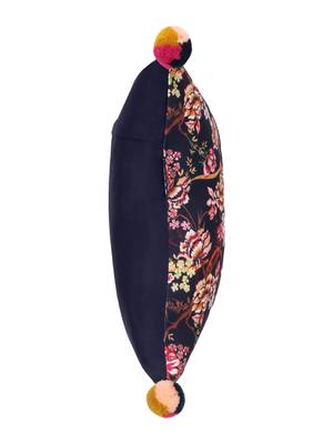 Chintz Navy & Multi Color Polycotton Floral Digital Printed Cushion Cover with Pom Poms (16x16 inch) 5