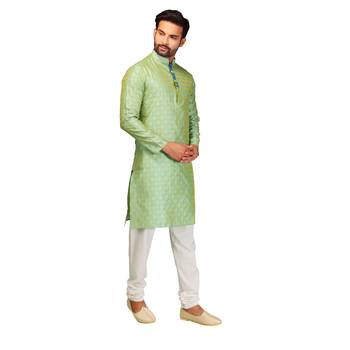 Green brasso silk kurta-pajama 3