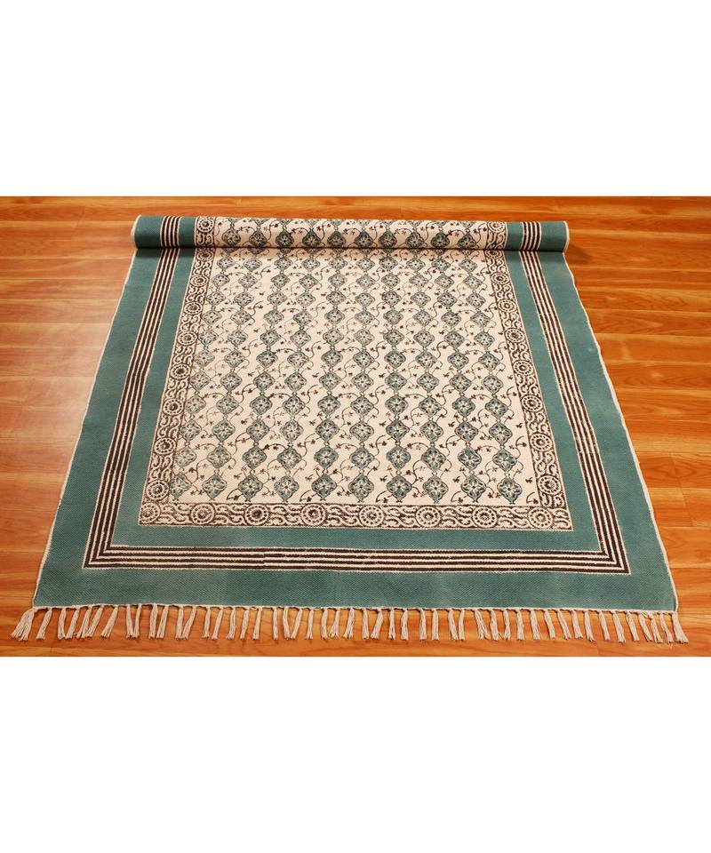 4x10RunnerFeet Indian Hand Block Printed Cotton   Area Rugs  Stair Art Decor Carpet  Bohomian 