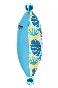 Chintz Turquoise & Multi Color Polycotton Botanical Digital Printed Cushion Cover with Pom Poms (16x16 inch)