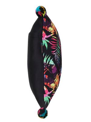 Chintz Black & Multi Color Polycotton Botanical Digital Printed Cushion Cover with Pom Poms (16x16 inch) 5