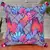Chintz Pink & Multi Color Polycotton Quirky Digital Printed Cushion Cover with Pom Poms (16x16 inch)