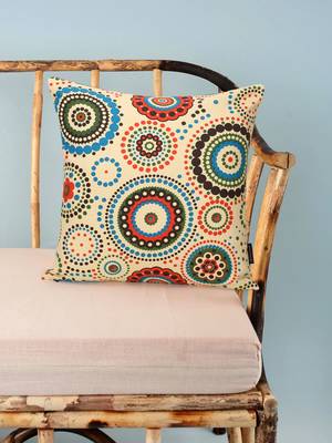 Nomad Light Yellow & Multi Color Cotton Canvas Mandala Printed Floor Cushion Cover (20x20 inch) 1