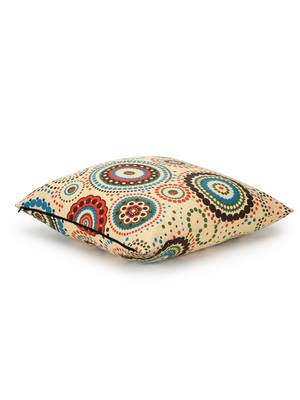 Nomad Light Yellow & Multi Color Cotton Canvas Mandala Printed Floor Cushion Cover (20x20 inch) 4