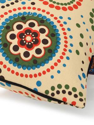 Nomad Light Yellow & Multi Color Cotton Canvas Mandala Printed Floor Cushion Cover (20x20 inch) 6