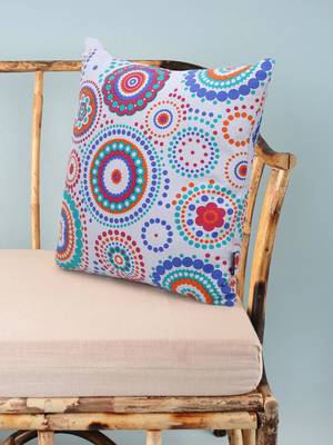 Nomad Grey & Multi Color Cotton Canvas Mandala Printed Floor Cushion Cover (20x20 inch) 1