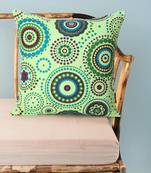 Nomad Fluorescent Green & Multi Color Cotton Canvas Mandala Printed Floor Cushion Cover (20x20 inch)