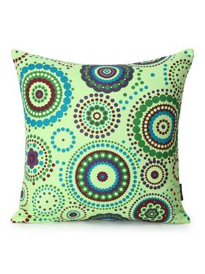 Nomad Fluorescent Green & Multi Color Cotton Canvas Mandala Printed Floor Cushion Cover (20x20 inch) 2