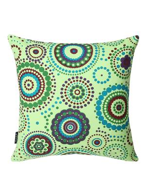 Nomad Fluorescent Green & Multi Color Cotton Canvas Mandala Printed Floor Cushion Cover (20x20 inch) 3