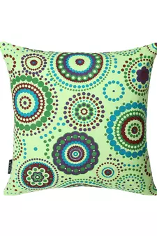 Nomad Fluorescent Green & Multi Color Cotton Canvas Mandala Printed Floor Cushion Cover (20x20 inch)