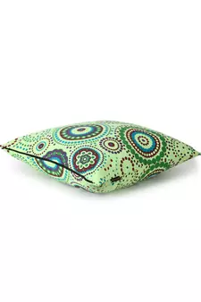 Nomad Fluorescent Green & Multi Color Cotton Canvas Mandala Printed Floor Cushion Cover (20x20 inch)
