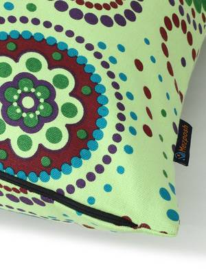 Nomad Fluorescent Green & Multi Color Cotton Canvas Mandala Printed Floor Cushion Cover (20x20 inch) 6
