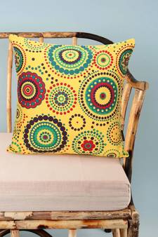 Nomad Bright Yellow & Multi Color Cotton Canvas Mandala Printed Floor Cushion Cover (20x20 inch)