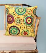 Nomad Bright Yellow & Multi Color Cotton Canvas Mandala Printed Floor Cushion Cover (20x20 inch)