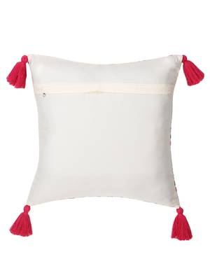 Chintz Grey & Multi Color Polycotton Damask Digital Printed Cushion Covers with Tassels (16x16 inch) 4