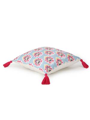 Chintz Grey & Multi Color Polycotton Damask Digital Printed Cushion Covers with Tassels (16x16 inch) 5