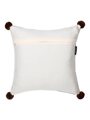 Chintz Grey & Multi Color Polycotton Floral Digital Printed Cushion Covers with Pom Poms (16x16 inch) 4