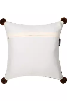 Chintz Grey & Multi Color Polycotton Floral Digital Printed Cushion Covers with Pom Poms (16x16 inch)