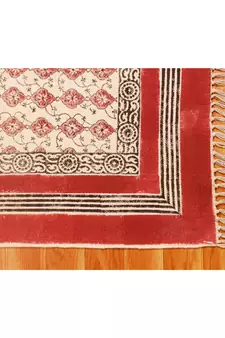 6x6FeetSquare Hand Block Printed Area Rugs  Cotton Rug Flatwoven Bohomian  