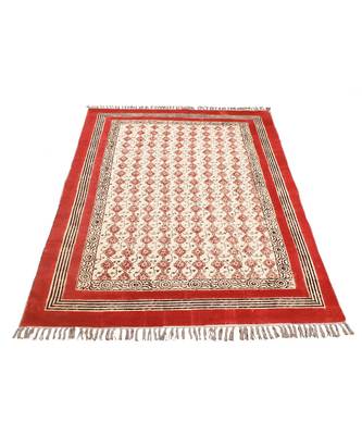 6x6FeetSquare Hand Block Printed Area Rugs  Cotton Rug Flatwoven Bohomian   3